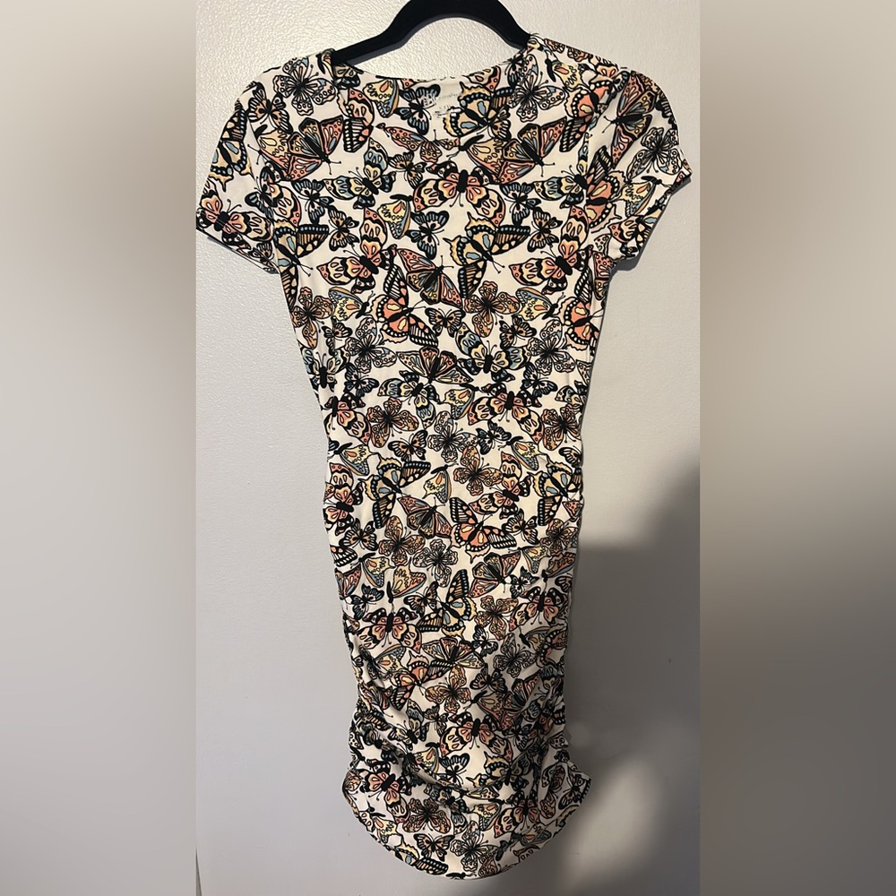 No Boundaries Butterfly Pattern Mini Dress - Black, Orange, Cream